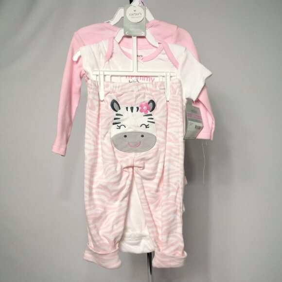 Carter's Infant Pink & White Cotton 3 Pc Layette" Mommy Loves Me" Size 9 Mo NWT - Picture 1 of 11